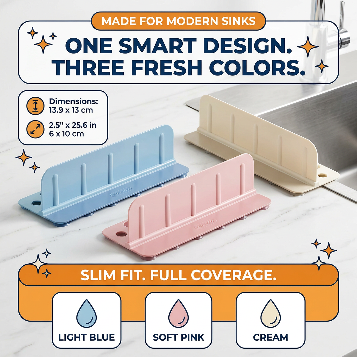 💧50%OFF💧Foldable Kitchen Sink Splash Guard ABS+TPE Water Splash Blocker