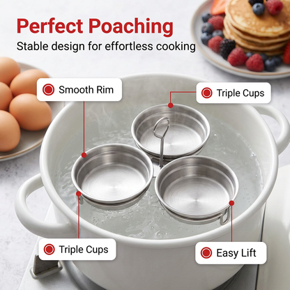 🎁50%OFF🍳3-in-1 Stainless Steel Egg Poacher-Poach, Steam, Bake,Poach, Steam, Bake