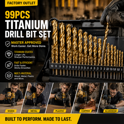 🔥Factory Direct Sales🔧 99-Piece Titanium Coated Drill Bit Set