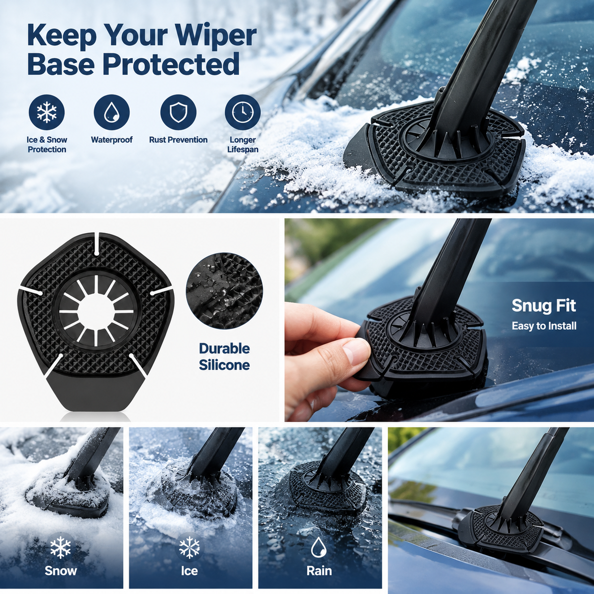 4-Pack Silicone Windshield Wiper Arm Protective Covers – Car Accessories 🚗