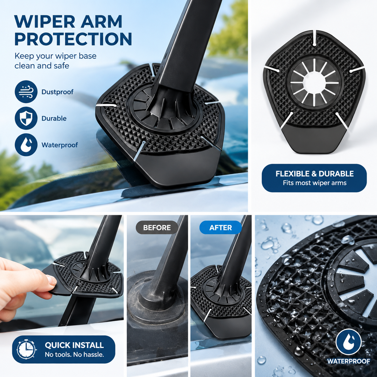 4-Pack Silicone Windshield Wiper Arm Protective Covers – Car Accessories 🚗