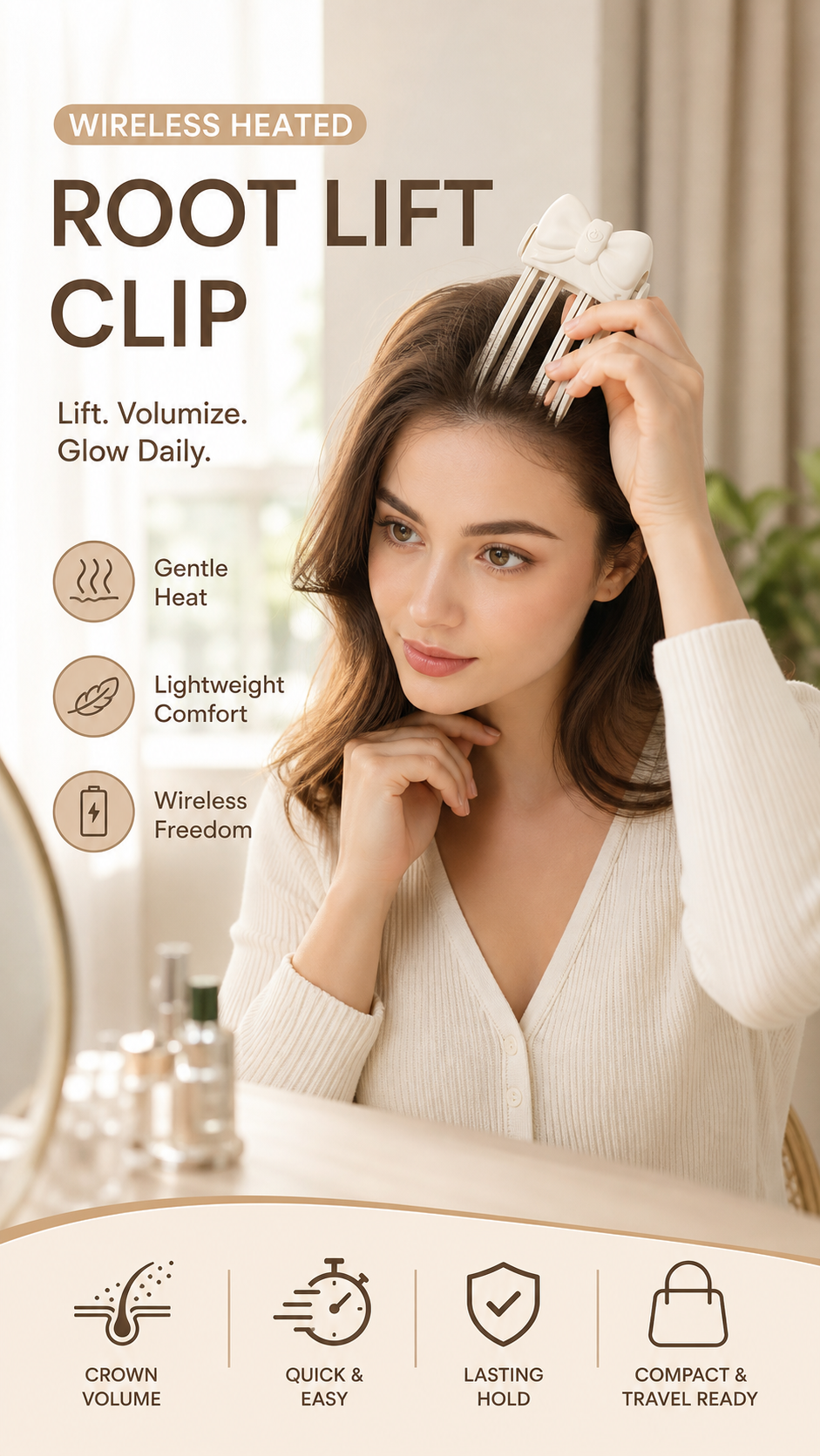 📢📢50% OFF !! ⏰Draadloze verwarmde volumeclip voor de haaraanzet - Stylingtool voor volume in de salon, speciaal voor fijn, futloos haar