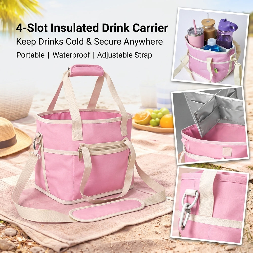 50%OFF🔥 4-grid Insulated Drink Bottle Carrier Bag