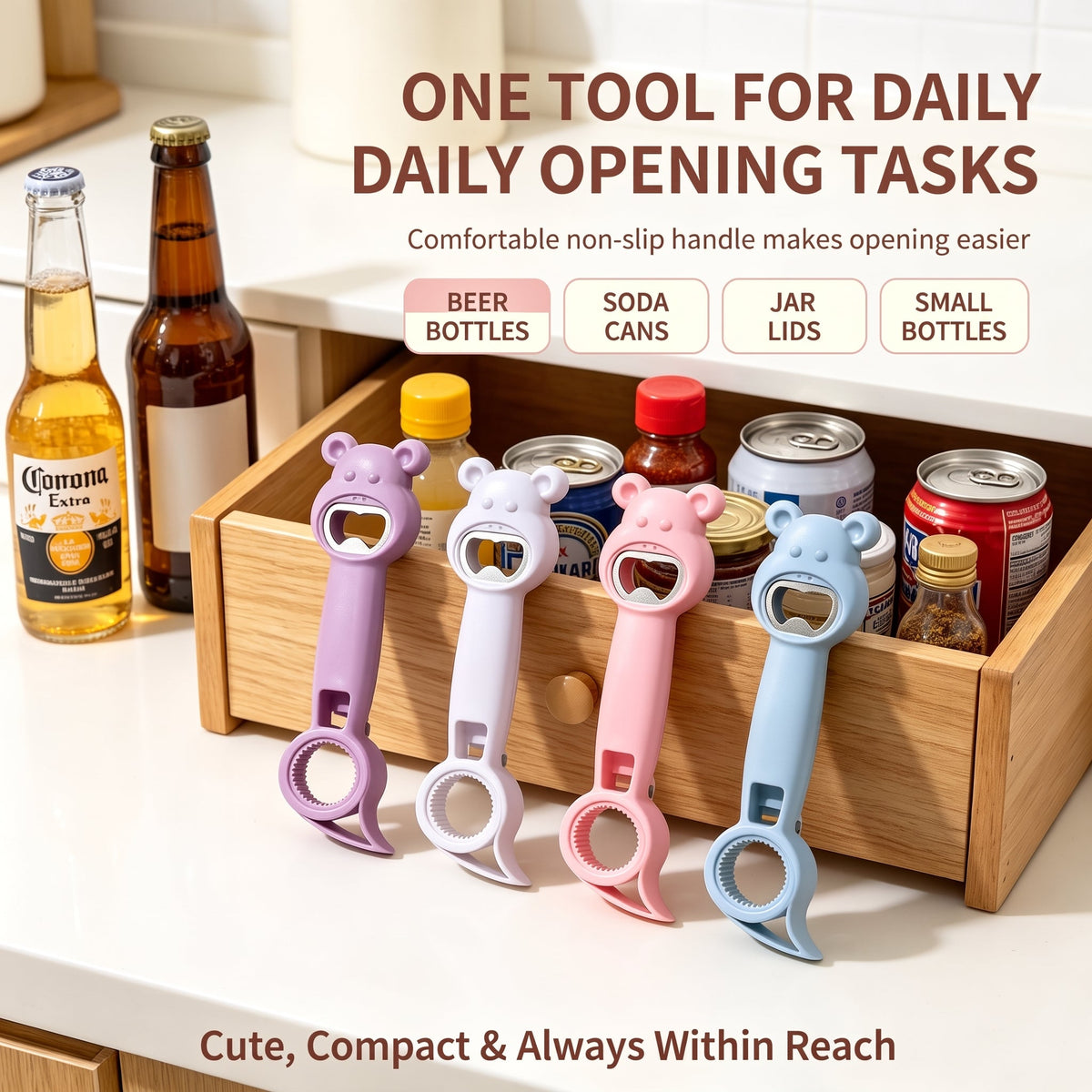 🔥Buy one get one free - 4-in-1 Bear Bottle Opener