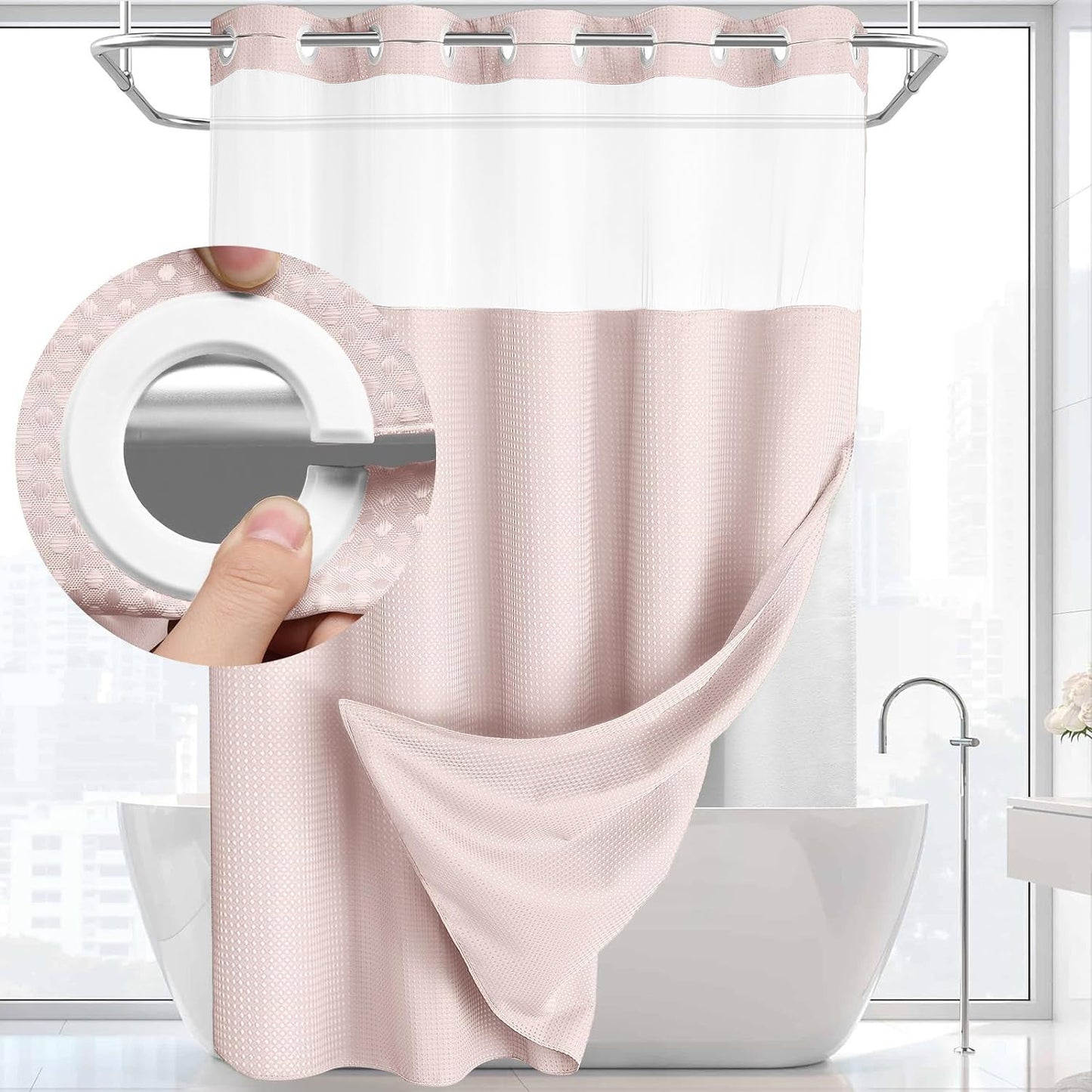 🔥50%OFF💥No-Hook Shower Curtain