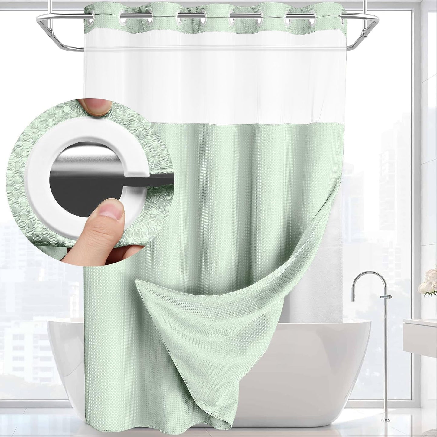 🔥50%OFF💥No-Hook Shower Curtain