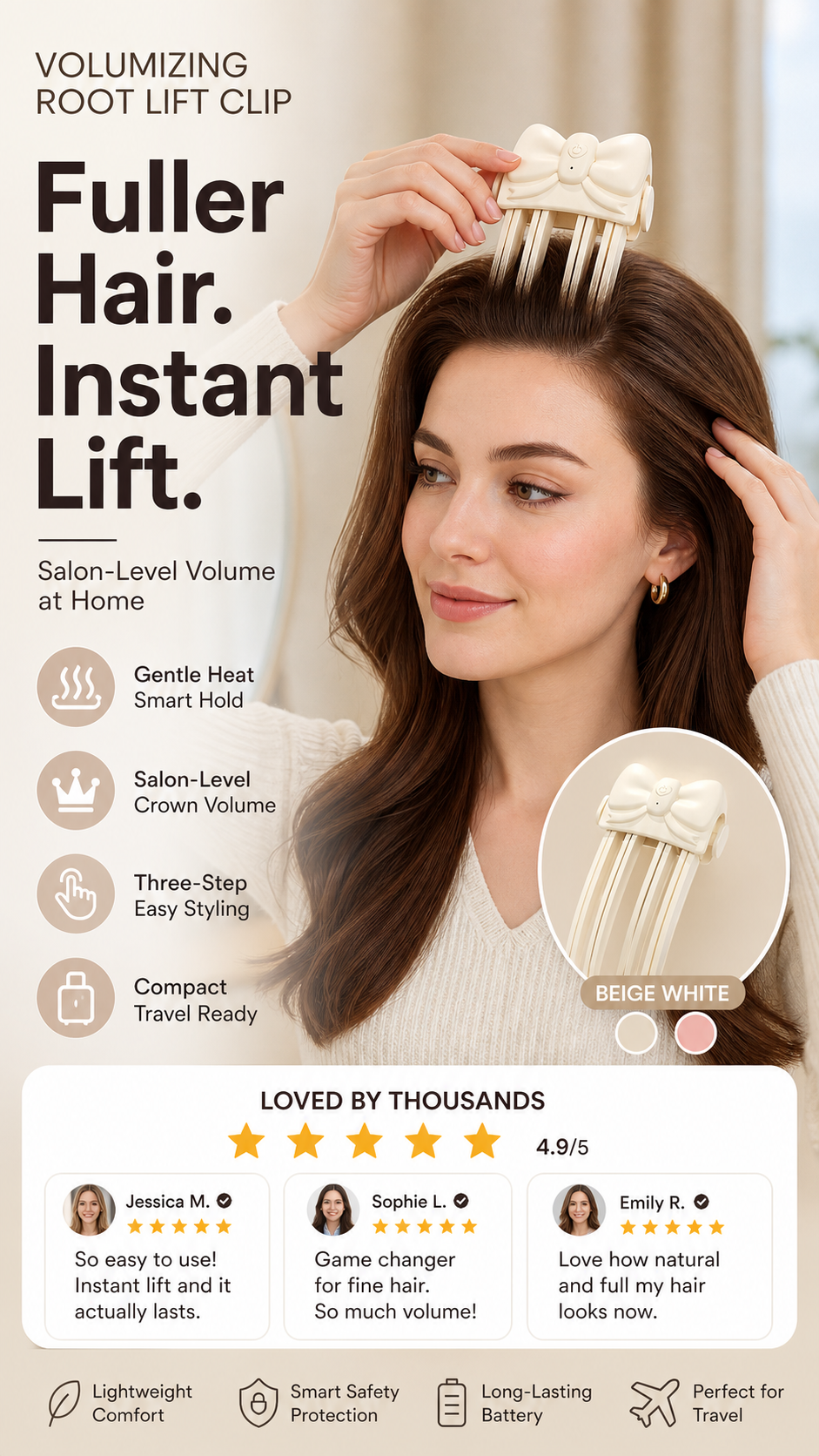 📢📢50% OFF !! ⏰Draadloze verwarmde volumeclip voor de haaraanzet - Stylingtool voor volume in de salon, speciaal voor fijn, futloos haar