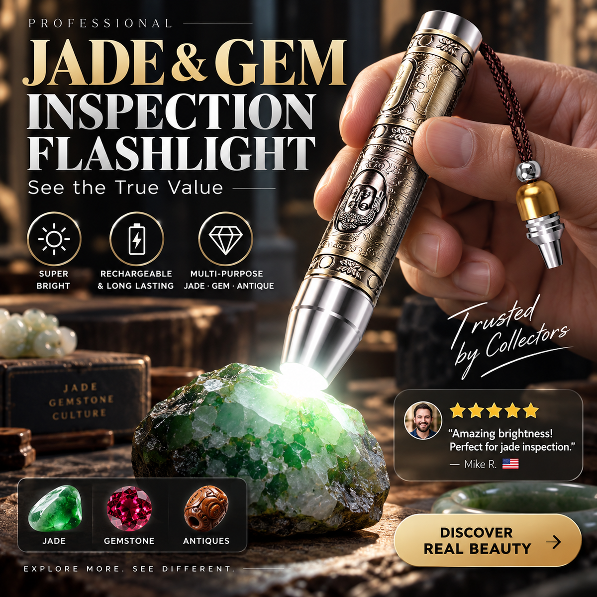 ⏳Limited-time 50% off⏰Multifunctional Gemstone Appraisal Flashlight💎🔦