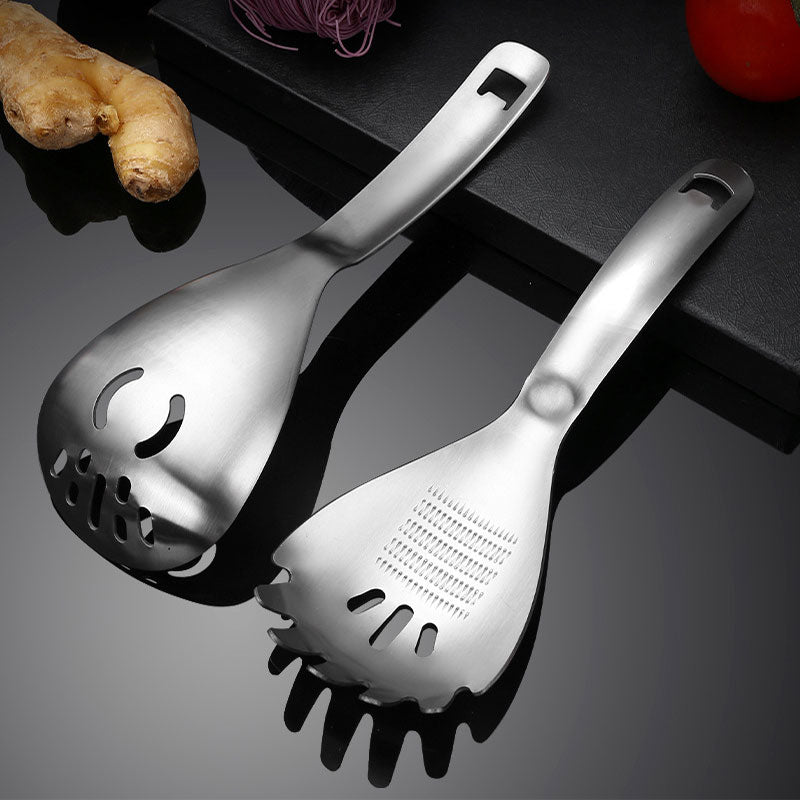 🔥Today Only 50% OFF 5‑in‑1 Stainless Steel Multi‑Purpose Kitchen Spoon: Drain, Grind, Scoop & Bottle Opener 🧑‍🦳💪