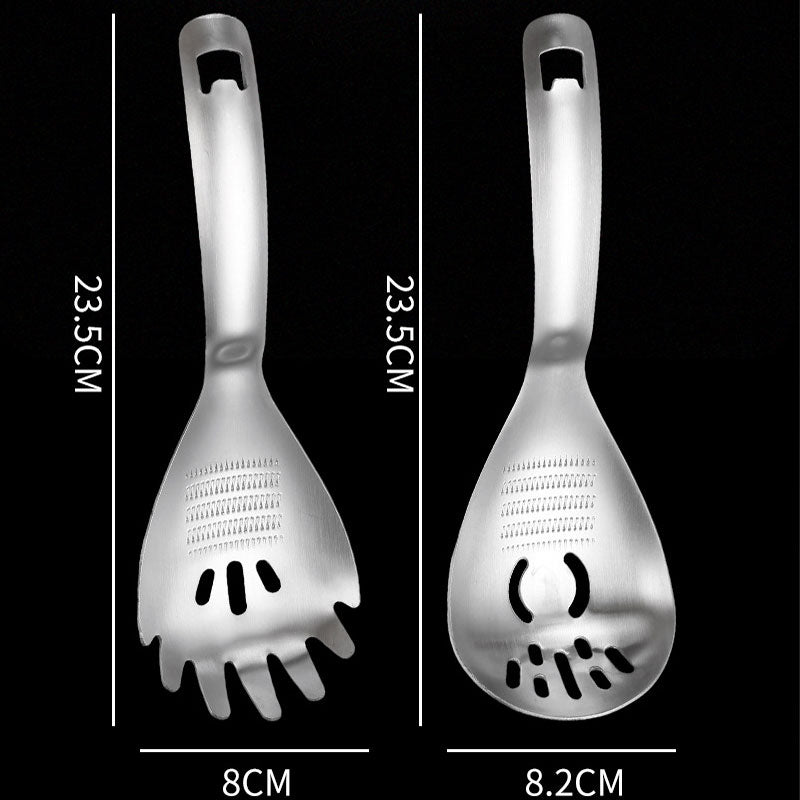 🔥Today Only 50% OFF 5‑in‑1 Stainless Steel Multi‑Purpose Kitchen Spoon: Drain, Grind, Scoop & Bottle Opener 🧑‍🦳💪