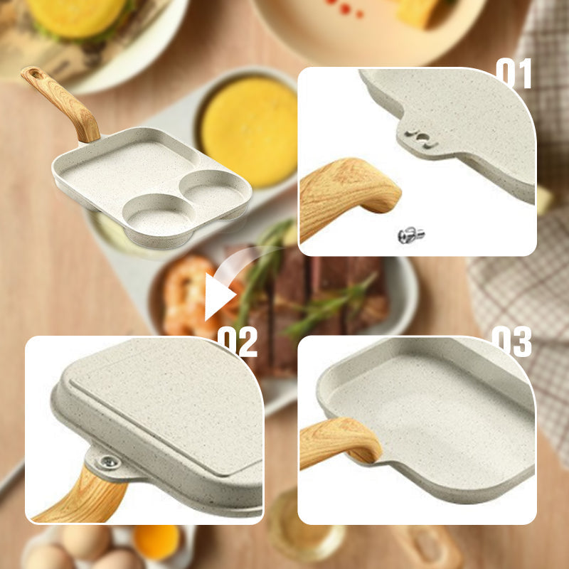 🍳 Limited-Time Half-Price Sale 🔥 3-Section Non-Stick Pan — Cook Three Ingredients at Once