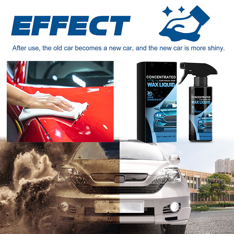 🚗✨🔥Buy‑One‑Get‑One‑Free When You Order Today! Concentrated Car Wash & Wax Liquid, Gentle & Effective Detailing Spray Kit with Sponge and Microfiber Cloth