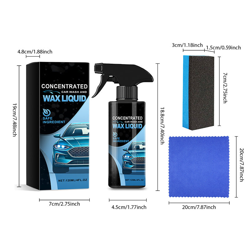🚗✨🔥Buy‑One‑Get‑One‑Free When You Order Today! Concentrated Car Wash & Wax Liquid, Gentle & Effective Detailing Spray Kit with Sponge and Microfiber Cloth