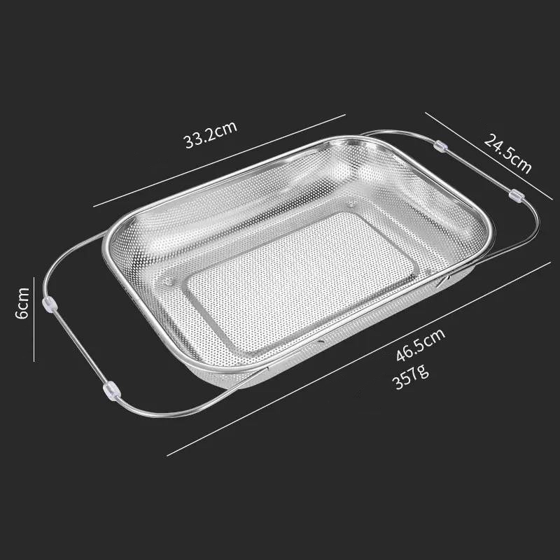 🍽️ 50% OFF NOW! 🧺 Stainless Steel Telescopic Drainer Basket – Adjustable width, rust-proof & durable – Perfect for sinks, dishes & kitchen prep ✨