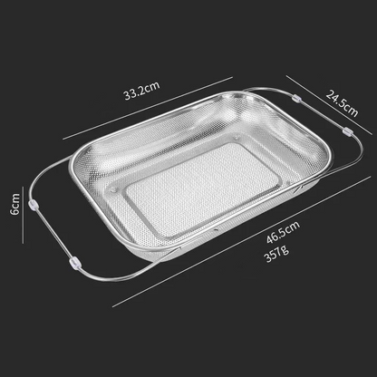 🍽️ 50% OFF NOW! 🧺 Stainless Steel Telescopic Drainer Basket – Adjustable width, rust-proof & durable – Perfect for sinks, dishes & kitchen prep ✨