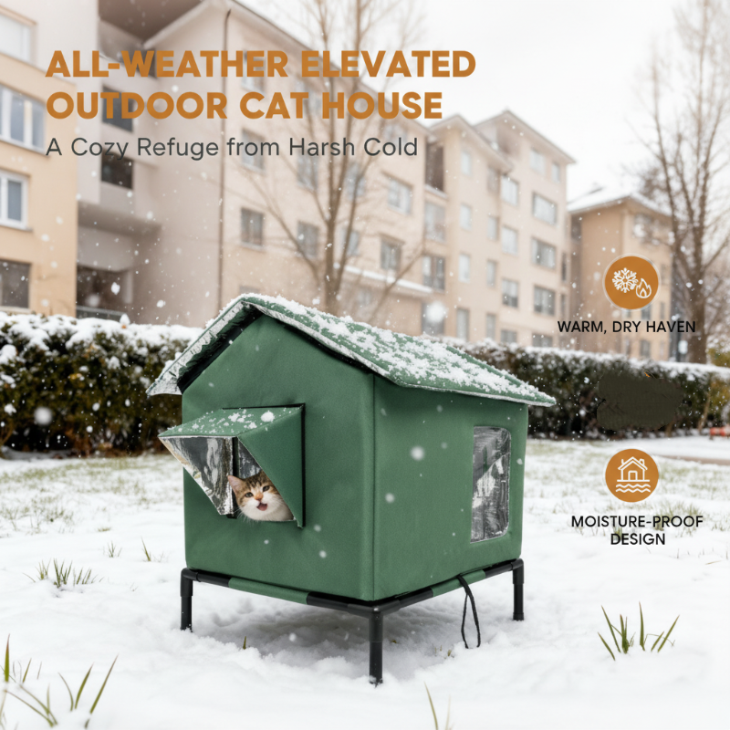 🏠 LIMITED TIME 50% OFF! 🐈 All-Weather Elevated Outdoor Cat House – Waterproof, Insulated & Foldable 🌧️
