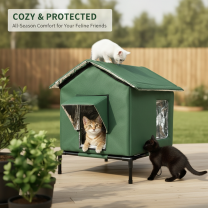 🏠 LIMITED TIME 50% OFF! 🐈 All-Weather Elevated Outdoor Cat House – Waterproof, Insulated & Foldable 🌧️
