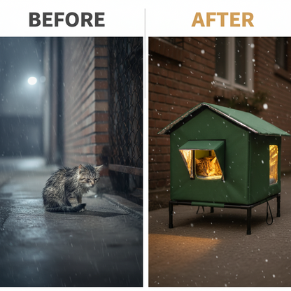 🏠 LIMITED TIME 50% OFF! 🐈 All-Weather Elevated Outdoor Cat House – Waterproof, Insulated & Foldable 🌧️