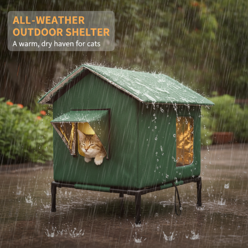 🏠 LIMITED TIME 50% OFF! 🐈 All-Weather Elevated Outdoor Cat House – Waterproof, Insulated & Foldable 🌧️