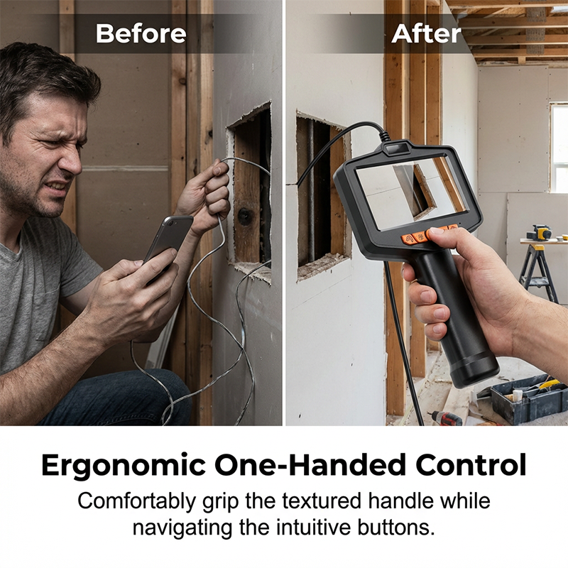 🔬Waterproof Industrial Endoscope Camera with 4.3" IPS Screen