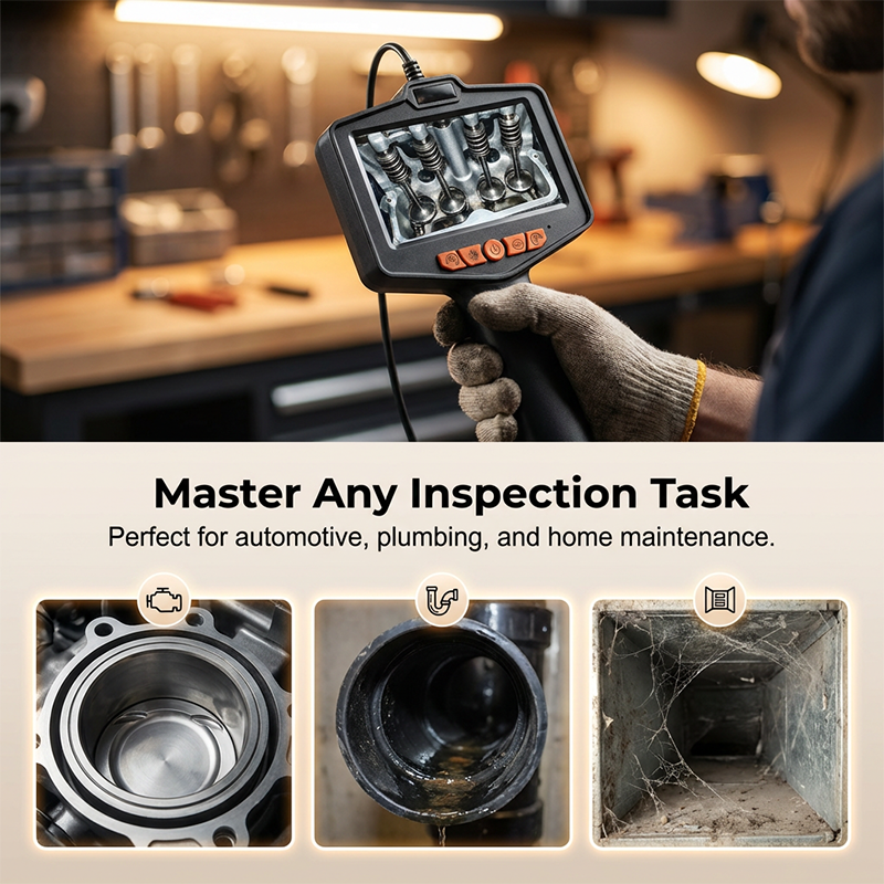 🔬Waterproof Industrial Endoscope Camera with 4.3" IPS Screen