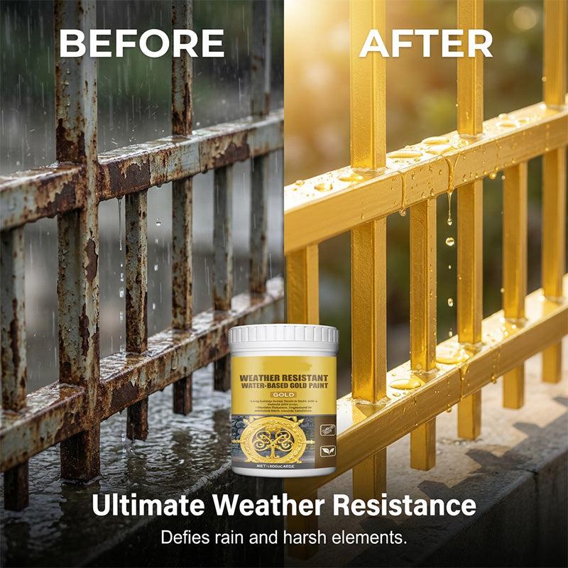 ✨Restore Rusty Metal with Weather-Resistant Water-Based Gold Paint