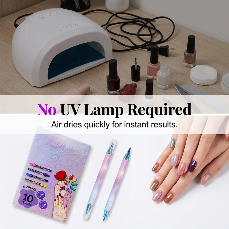 🥳2026 HOT SALE🥳✨10/12-Color Dual-Tip Nail Art Pen Set/Metallic Nail Art Pen