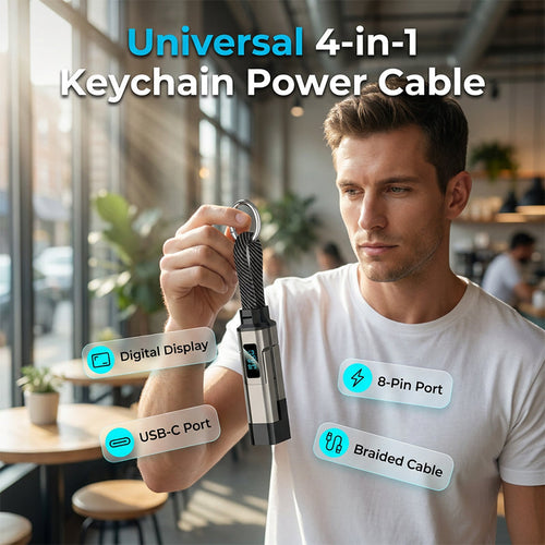 🔌Limited-time 50% off✨ 4-in-1 Charging Cable with Digital Display & Keychain