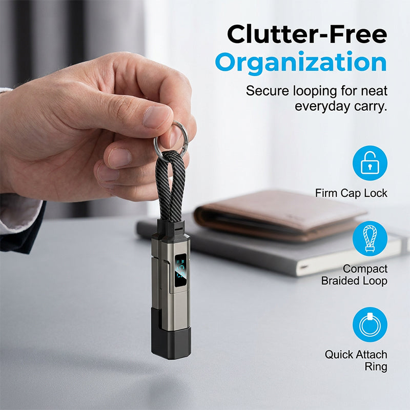 🔌Limited-time 50% off✨ 4-in-1 Charging Cable with Digital Display & Keychain