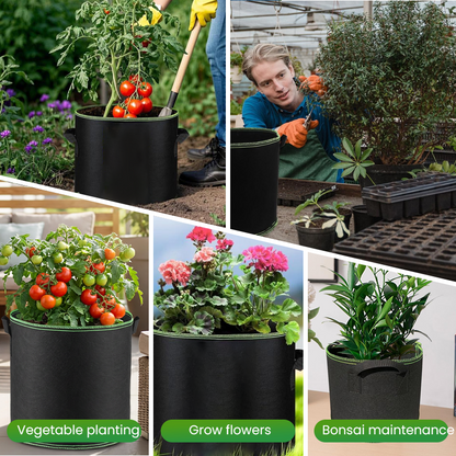 🌱👜 5-Pack Thickened Non-Woven Grow Bag With Handles – Heavy Duty, Breathable Fabric, Eco-Friendly, Large Capacity. Perfect For Potatoes, Tomatoes & Herbs! 🥔🍅🌿