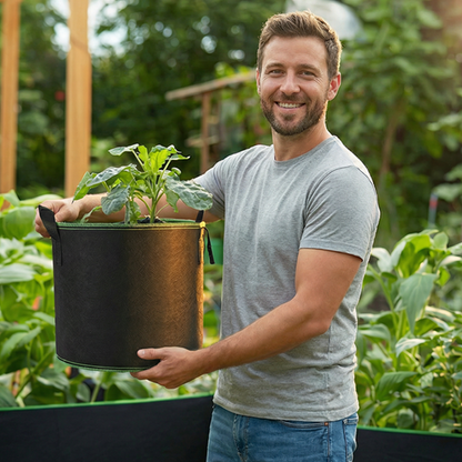 🌱👜 5-Pack Thickened Non-Woven Grow Bag With Handles – Heavy Duty, Breathable Fabric, Eco-Friendly, Large Capacity. Perfect For Potatoes, Tomatoes & Herbs! 🥔🍅🌿