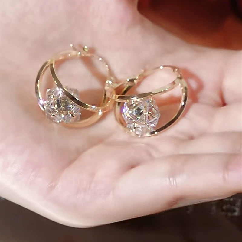 ✨2026 New Model🔥Buy 1 Get 1 Free✨Double-hoop Earrings With Sparkling Zirconia Spheres