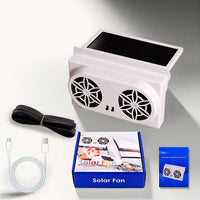 Solar Powered Dual Air Outlet Exhaust Fan - White