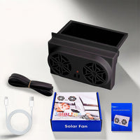 Solar Powered Dual Air Outlet Exhaust Fan - Black
