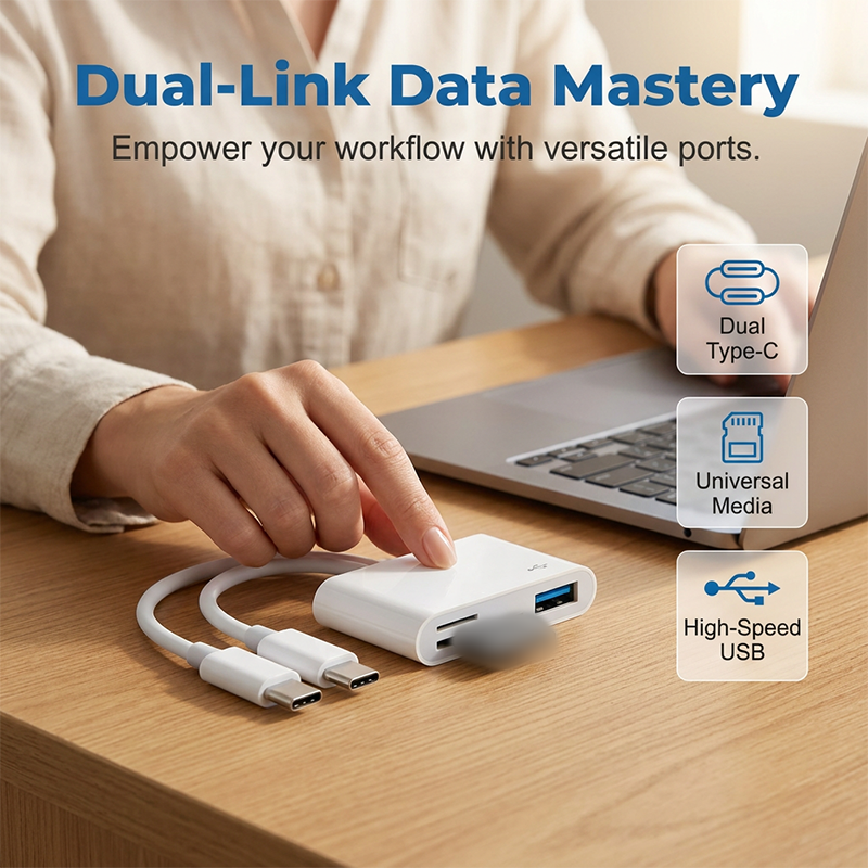 💻50% OFF NOW! Universal 5-in-1 Card Reader Hub – Dual Type-C Multi-Port Memory Card Reader, High Speed USB Data Transfer Adapter, Compatible with Phones, Laptops & Cameras