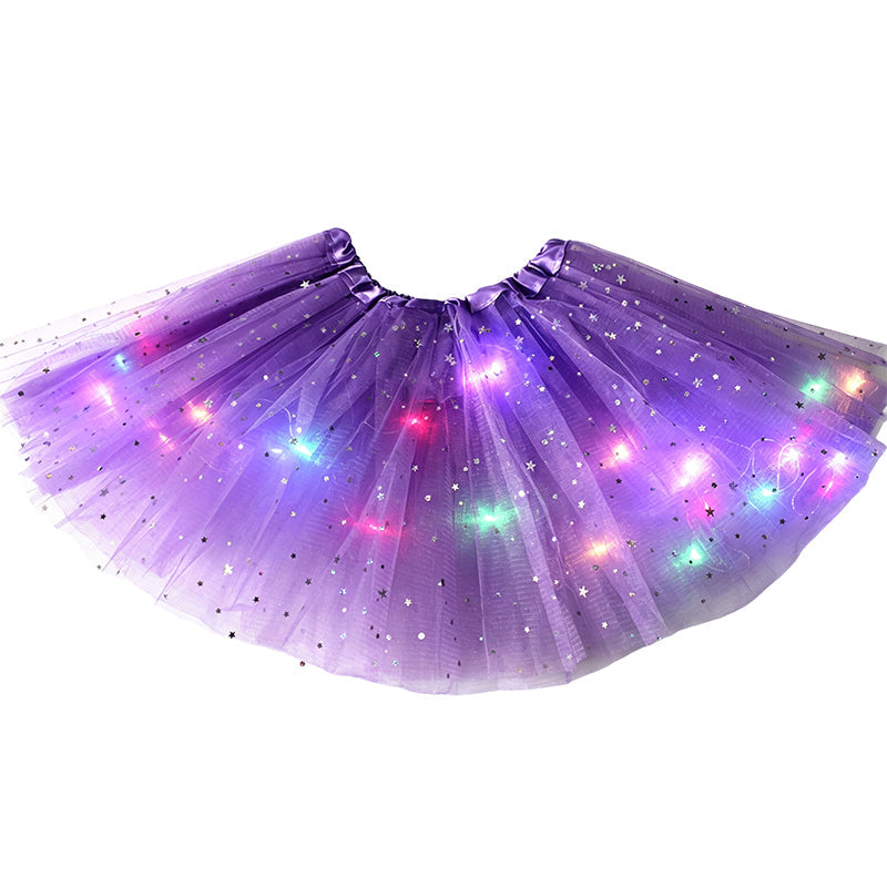 🎁LED Light Up Sequin Tutu Skirt Star Mesh Princess Skirt for Girls and Adults