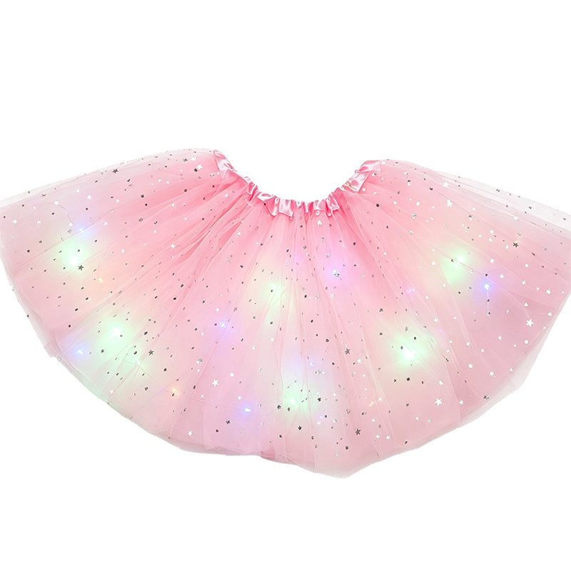 🎁LED Light Up Sequin Tutu Skirt Star Mesh Princess Skirt for Girls and Adults