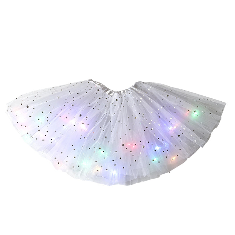 🎁LED Light Up Sequin Tutu Skirt Star Mesh Princess Skirt for Girls and Adults
