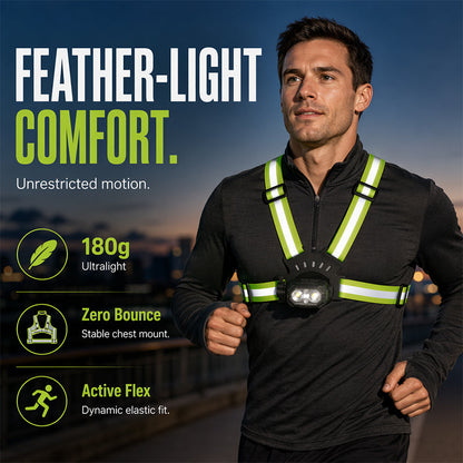 Rechargeable LED Chest Light with Reflective Straps