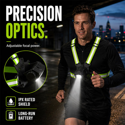 Rechargeable LED Chest Light with Reflective Straps