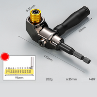 Right-angle adapter with 12-piece screwdriver bit set