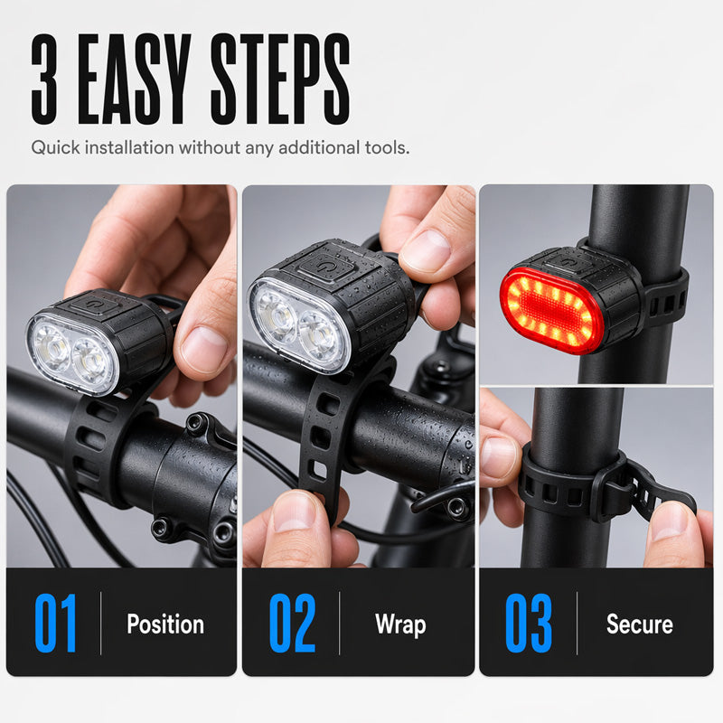 🚲 🔦USB Rechargeable Bike Light Set