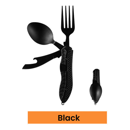 🍴Must-have for outdoor trips 🥄4-In-1 Outdoor Folding Multifunctional Tableware Stainless steel camping disassembled cutlery set