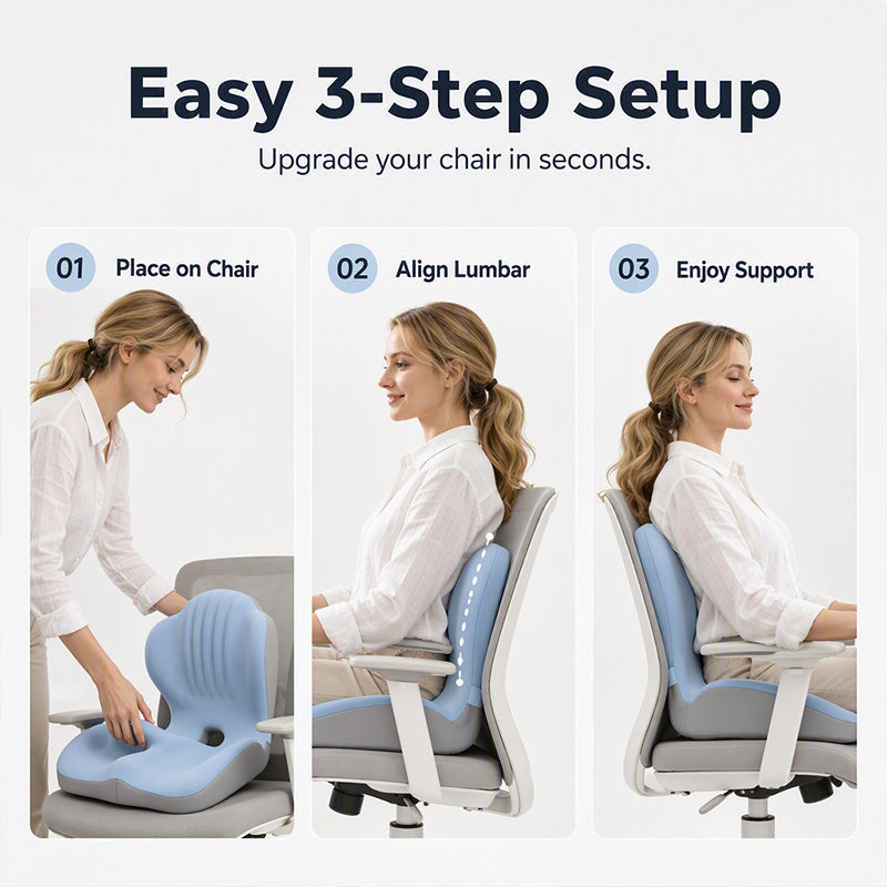 🪑 50% OFF NOW! ✨ Ergonomic Memory Foam Seat Cushion with Back Support – Comfortable and Supportive for Home, Office, and Car 💺🛡️