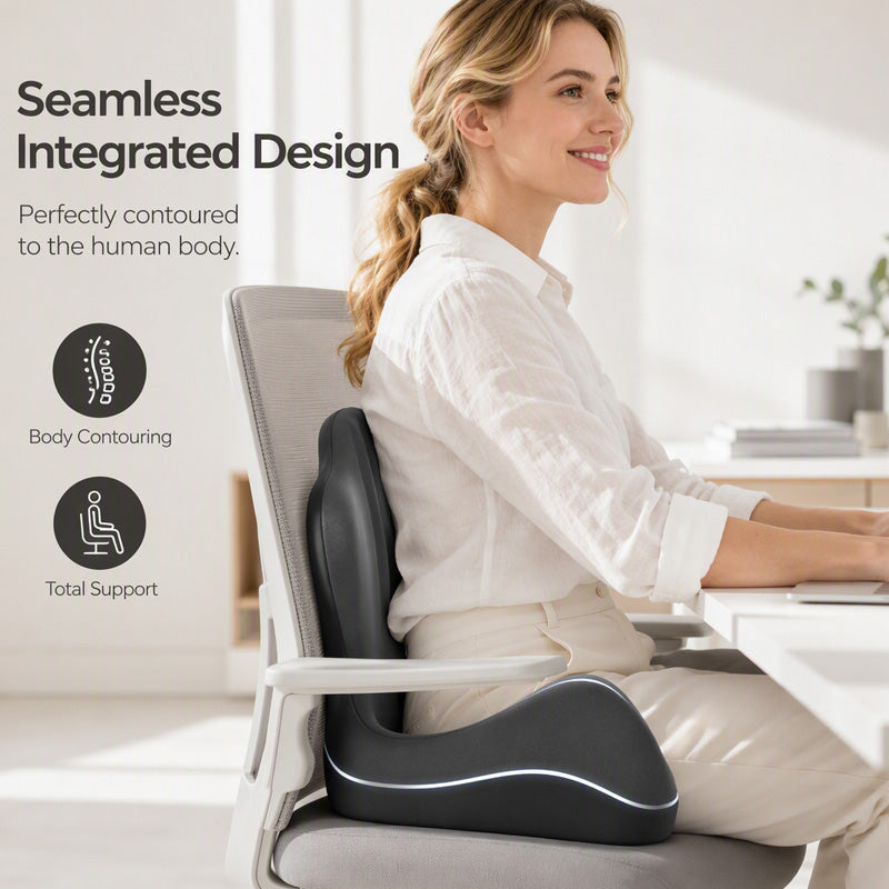 🪑 50% OFF NOW! ✨ Ergonomic Memory Foam Seat Cushion with Back Support – Comfortable and Supportive for Home, Office, and Car 💺🛡️