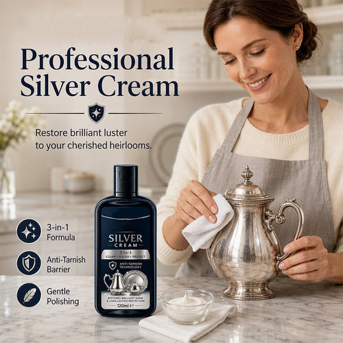 🔥Buy 3 Get 2 Free🔥Anti‑Tarnish Silver Polish Cream, 3‑in‑1 Clean Polish Protect Silver Care Cream
