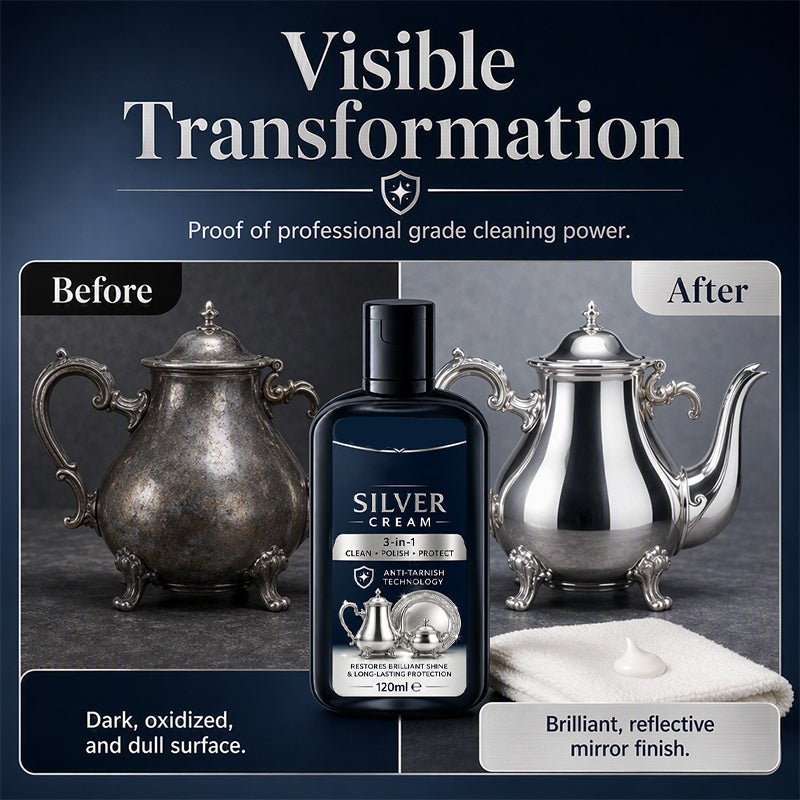 🔥Buy 3 Get 2 Free🔥Anti‑Tarnish Silver Polish Cream, 3‑in‑1 Clean Polish Protect Silver Care Cream