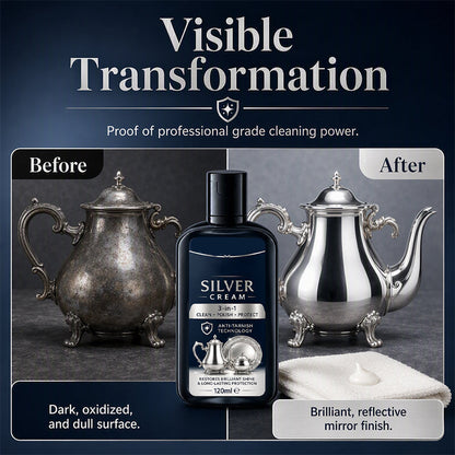 🔥Buy 3 Get 2 Free🔥Anti‑Tarnish Silver Polish Cream, 3‑in‑1 Clean Polish Protect Silver Care Cream