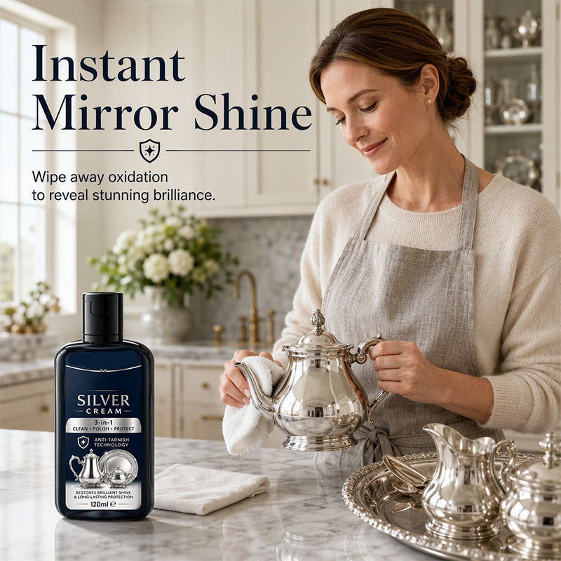 🔥Buy 3 Get 2 Free🔥Anti‑Tarnish Silver Polish Cream, 3‑in‑1 Clean Polish Protect Silver Care Cream