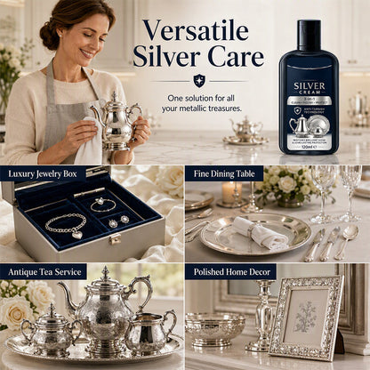 🔥Buy 3 Get 2 Free🔥Anti‑Tarnish Silver Polish Cream, 3‑in‑1 Clean Polish Protect Silver Care Cream
